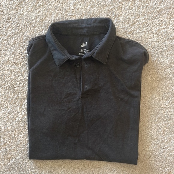Men’s H&M Polo Short Sleeve Charcoal color Size Medium M - Picture 3 of 4